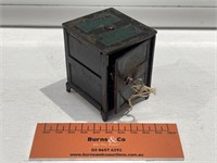 Miniature Cast Iron Metal Safe With Key - Height
