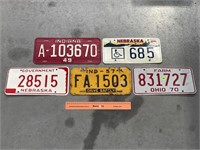5 x Vintage US Number Plates