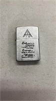 Religious quote on zippo lighter.