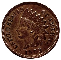 1903 Indian Head Cent Penny AU Cleaned