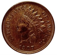 1907 Indian Head Cent Penny AU Cleaned