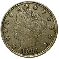 1901 Liberty V Nickel VF