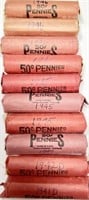 (10) Rolls Mixed Date Wheat Cents