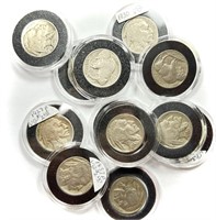 Lot of (12) Mixed Date Buffalo Nickels