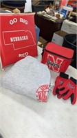 Lot of  Husker items gloves. XL sweat  pants and