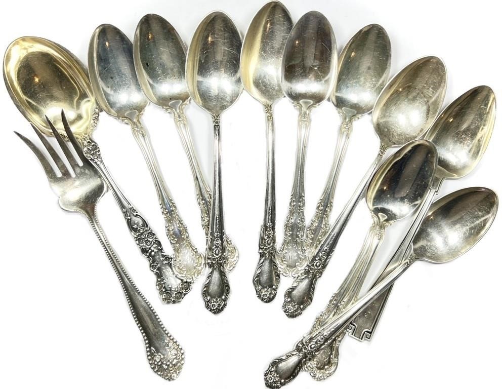 Lot of (13) Sterling Silver Spoons 279 Grams