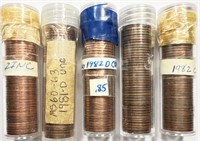 (5) Rolls BU 1980's Lincoln Memorial Cents