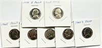 Lot of (7) Proof Jefferson Nickels