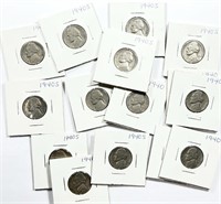 Lot of (76) Mixed Date Jefferson Nickels in 2x2's