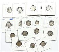 Lot of (92) Mixed Date 90% Silver Mercury Dimes