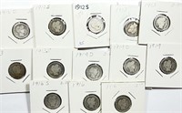 Lot of (46) Mixed Date 90% Silver Barber Dimes