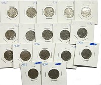 Lot of (91) Mixed Date Buffalo Nickels in 2x2's