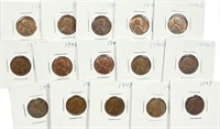 Lot of (72) Mixed Date Wheat Cents in 2x2 Holders