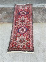 antique hand knotted wool runner - 5 x 2