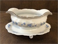 Gravy boat and plate hand painted Germany 273