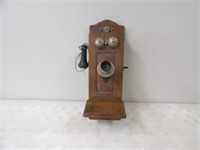 Oak Wall Mount Telephone Complete (Nice)