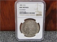 1881-S Silver Morgan Dollar Cleaned NGC