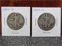 2-1942-D Silver Walking Liberty Half Dollar