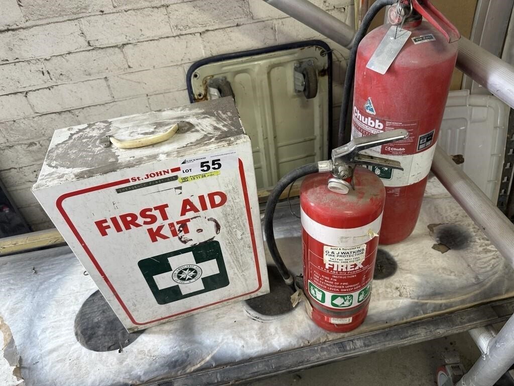 2 Fire Extinguishers & First Aid Cabinet