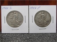 2-1942-P & S Silver Walking Liberty Half Dollar