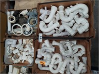 4 Boxes Plumbing Fittings, Pipe, Sundries
