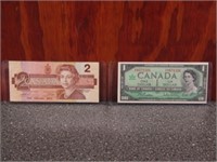 1967 One Dollar & 1986 2 Dollar Canada Notes