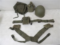 U.S. Military Helmet/Liner,Canteeen,2 Belts, Pouch