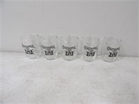 5-Olympia Beer Barrel Glasses w/Horseshoe 3in.T