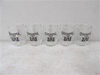 5-Olympia Beer Barrel Glasses w/Horseshoe 3in.T
