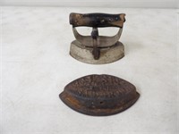 Vintage Asbestos Sad Iron &Copper Brass Plated Pot