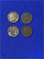 (4) Indian Head Pennies 1800's & Early 1900's