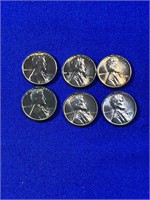 (6) 1955 S Wheat Pennies