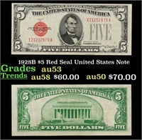 1928B $5 Red Seal United States Note Grades Select