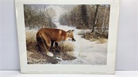 ‘Winter Solitude’ fox in snow print by Donna L