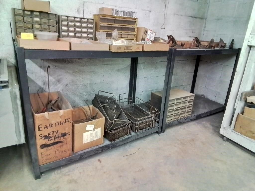 Two metal shelving units ONLY (contents NOT