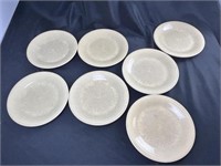 Set Of 7 Fiesta White Plates