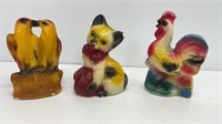 (3) Chalkware figurines, 6’’ kissing birds, 6’’