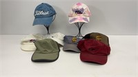 (8) ball caps: UPS, Adidas, Nike, mobile racing,