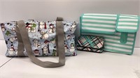 Thirty One Market Bag with snowman print, wallet