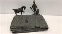 Wool military blanket, composite horse and