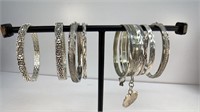 Bangles assortment, a set and 6 more, marked .925