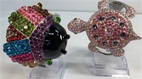 Rhinestone lady bug and pink rhinestone turtle