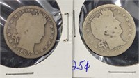 1895-O & -S Silver Barber Quarters (2 coins)