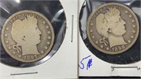 1897 & 1898 Silver Barber Quarters (2 coins)