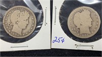 1904, 1904-O Silver Barber Quarters (2 coins)