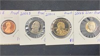 (4) 2001-S Proof Coins including Silver Dime