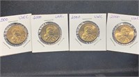 (4) UNC 2000 Sacagawea Dollars, First Year Minted