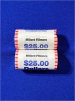 Group of (2) $25 Rolled Coins - Millard Fillmore