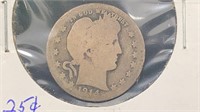 1914-S Silver Barber Quarter