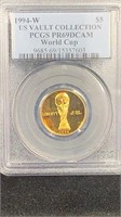 Gold: 1994-W PCGS PR69 DCAM USA World Cup $5